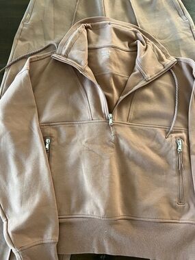 Old Navy Quarter-Zip Pullover Sweater and Pant Set - Taupe Brown